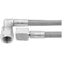 Allstar Performance an Hose Assembly, 18 in Long, 4 an Hose, 4 an Straight Female to 4 an 90 Degree Female, Braided Stainless, PTFE Lined, Each