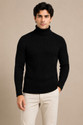 Alltribe Men Solid High Neck Black Sweater