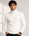 Alltribe Men Solid High Neck White Sweater