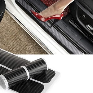 4pcs carbon fibre sticker car door sill scuff guard welcome pedal protect anti-kick scratch car foot steps for fiat abarth avventura
