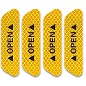 Car Reflective Stickers Night Visibility Warning Reflective Door Open Sign Tape Universal Adhesive for Auto 9.5 x 2.5cm (Yellow) 4 pcs for Mahindra Thar 2020