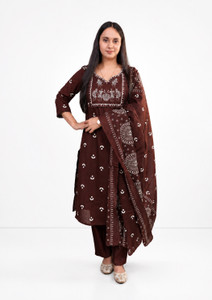 ALLVORA Embroidered Embellished Kurta Salwar Dupatta