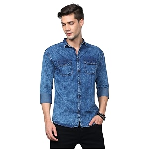 Mens Casual Blue Denim Shirt.