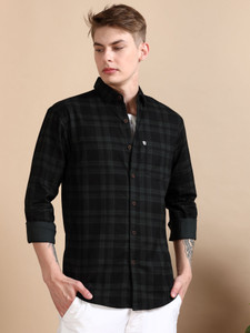 ALLWIN PAUL Men Checkered Casual Black Shirt