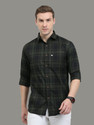ALLWIN PAUL Men Checkered Casual Dark Green