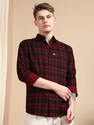 ALLWIN PAUL Men Checkered Casual Maroon Shirt