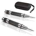ALLY Tools Heavy Duty Automatic Center Punch w/Hardened Steel – 2PC Premium Automatic Center Punch for Metal for Machinists and Carpenters w/Adjustable Knurled Cap, Spring Loaded and Hard-Shell Case