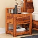 Wooden Bedside Table for Bedroom, Living Room &amp; Office | Bed Side Nightstand End Table with 1 Drawer &amp; 1 Shelf Storage | Solid Wood Sheesham, Teak Finish(Kharad)