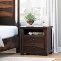 Almaro Wooden Bedside Table for Bedroom, Living Room &amp; Office | Bed Side Nightstand End Table with 2 Drawers &amp; 1 Shelf Storage | Solid Wood Sheesham, Walnut(Bolton)