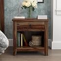 Wooden Bedside Table for Bedroom, Living Room &amp; Office | Bed Side Nightstand End Table with 1 Drawer &amp; 1 Shelf Storage | Solid Wood Sheesham, Provisional Teak Finish(Irvin)
