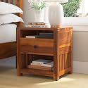 Wooden Bed Side Table for Bedroom | Nightstand with 1 Drawer &amp; 2 Shelf Storage | Soild Wood Sheesham, Honey Brown (Lotus)