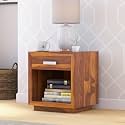 Wooden Bed Side Table for Bedroom | Nightstand with 1 Drawer Storage | Solid Wood Sheesham | Finish: Honey