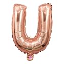 Copper Gold Letter Balloons For Decoration, Copper Gold Color Alphabets &amp; Numbers For Party Decoration (Letter U Copper Gold)