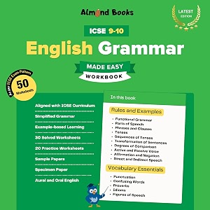 almond books icse english grammar made easy workbook for class 9 amp 10  50 fully solved worksheets  board exam years 2027 2028  new edition