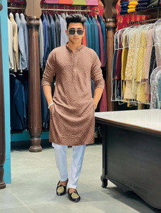 ALMORA LifeStyle Chikan Embroidery Viscose Rayon A-line