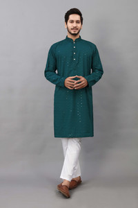 ALMORA Men Embellished Straight Kurta