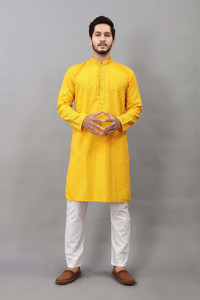 ALMORA Men Embellished Straight Kurta