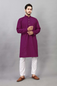 ALMORA Men Embellished Straight Kurta