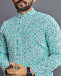 ALMORA Men Embroidered Straight Kurta