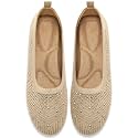 Almusen Flats for Women Dress Shoes: Comfortable Soft Knit Ballet Flats Glitter Round Toe Casual Work Business Shoes for Office Driving Wedding