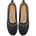 Almusen Flats for Women Dress Shoes: Comfortable Soft Knit Ballet Flats Glitter Round Toe Casual Work Business Shoes for Office Driving Wedding