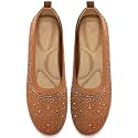 Almusen Flats for Women Dress Shoes: Comfortable Soft Knit Ballet Flats Glitter Round Toe Casual Work Business Shoes for Office Driving Wedding