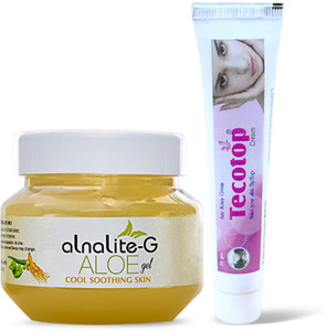 alna care alnalite-g aloe vera face gel cooling soothing gel skin with tecotop anti scars cream  skin care combo 2 items in the set