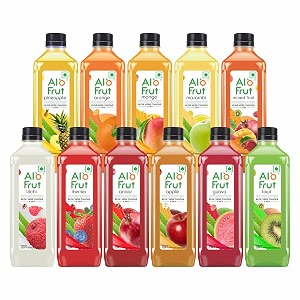 alo frut fruits drink with tasty aloevera chunks amp juice 150 ml - pack of 60  goodness of fruits and aloevera chunks  ready-to-serve fruit juice  assorted fruit juice pack