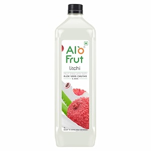 alo frut litchi fruit drink with tasty aloevera chunks amp juice -1ltr pack of 12 natural goodness of fruits and aloevera chunks  ready-to-serve fruit juice litchi juice