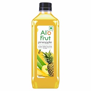 alo frut pineapple fruit drink with tasty aloevera chunks amp juice - 300ml pack of 24  goodness of fruits and aloevera  ready-to-serve fruit juice  pineapple juice