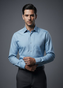 Alocea Men Checkered Formal Blue Shirt