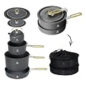 ALOCS Camping Cookware Portable Non-Stick Mess Kit with Foldable Handle