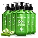 Aloderma Aloe Vera Gel Made within 12 Hours of Harvest with 99% Pure Organic Aloe Vera - Pump Bottle - Ideal for Face and Body, Soothing & Hydrating Sunburn Relief, Great for Scalp & Hair - 6 x 10.6oz