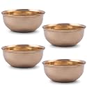 ALODIE - Brass Bowls for Pooja - Perfect for Prasadam Bowls Pooja Experience with Exquisite Peetal ke Bartan Brass Utensils - Kanse Ki Katori - Dessert Brass Bowl Bati for Home (3.9 x 1.5 Inches, 4)