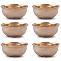 ALODIE - Brass Bowls for Pooja - Perfect for Prasadam Bowls Pooja Experience with Exquisite Peetal ke Bartan Brass Utensils - Kanse Ki Katori - Dessert Brass Bowl Bati for Home (3.9 x 1.5 Inches, 6)