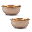 ALODIE - Brass Bowls for Pooja - Perfect for Prasadam Bowls Pooja Experience with Exquisite Peetal ke Bartan Brass Utensils - Kanse Ki Katori - Dessert Brass Bowl Bati for Home (3.9 x 1.5 Inches, 2)