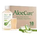 AloeCure USDA Organic Aloe Vera Juice Made Within 12 Hrs of Harvest - Pure Aloe Juice Natural Digestive Supplement to Support Digestion, Immune System and Balanced Stomach Acidity, 18 x 500ml Bottles