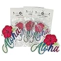 Aloha Designs 3 Pack Aloha Hawaii Hibiscus Long Lasting Coconut Air Freshener and 2 Aloha Stickers | Decorative Hawaiian Tropical Scented Hanging Air Freshener With Island Vibe For Car, Closest, Home,