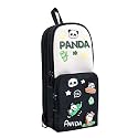 Alokik Enterprise Cute Panda Pencil Pouch for Kids | Multi-Compartment Standing Pen Case with Double Zipper | Kawaii Panda Design with 3D Charms | School Stationery Organizer for Boys &amp; Girls