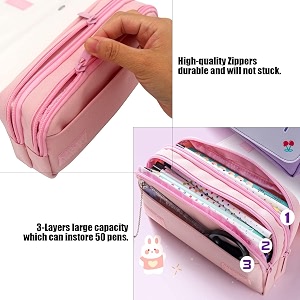 alokik enterprise flower style plastic pencil pouch for girls and boys big pencil case for kids zipper pencil kit stationary storage box stationery organizer pen box for students pink