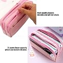 Alokik Enterprise Flower Style Plastic Pencil Pouch For Girls And Boys, Big Pencil Case For Kids, Zipper Pencil Kit Stationary Storage Box, Stationery Organizer Pen Box For Students (Pink)