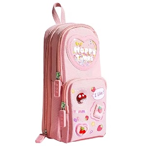 alokik enterprise kawaii pencil case - 3 compartment aesthetic pouch for girls - large capacity multifunctional stationery organizer for school office