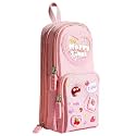 Alokik Enterprise Kawaii Pencil Case - 3 Compartment Aesthetic Pouch for Girls - Large Capacity Multifunctional Stationery Organizer for School Office