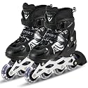 Alokik Enterprise Kids Skating Shoes with an Adjustable Length, Inline Skates with a PU Flashing Wheel, and an Aluminium Body A Variety of Designs and Colours (Black)