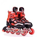 Alokik Enterprise Kids Skating Shoes with an Adjustable Length, Inline Skates with a PU Flashing Wheel, and an Aluminium Body A Variety of Designs and Colours (Red)