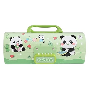 alokik enterprise panda pencil case suitcase style password lock pencil case multi-layer pencil box for kids boys girls stationary organizer box birthday return gift for kids panda theme