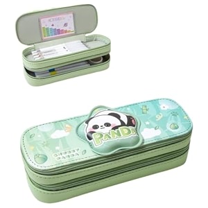 alokik enterprise double layer panda 3d cute pencil case for girls - large capacity aesthetic pen pouch - multifunctional stationery organizer for school