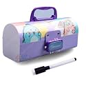 Alokik Enterprise Plastic Kids Dino Purple Pencil Box, Suitcase Style Password Lock Case, Multi-Layer for Boys, Girls, Stationary Organizer, Return Gift