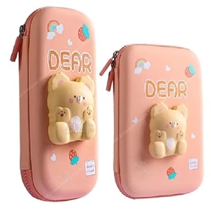 alokik enterprise plastic dear small amp big cartoon theme pencil case3d pencil case pouchmultipurpose zipper pencil case for kidspen and pencil bag for kidsgirlsstationery storage box-multicolor