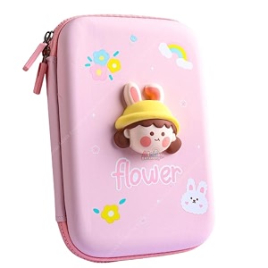 alokik enterprise plastic flower big cartoon theme pencil case-3d eva pencil case pouchmultipurpose zipper pencil case for kidspenamppencil bag for school kids girls stationery storage box pink